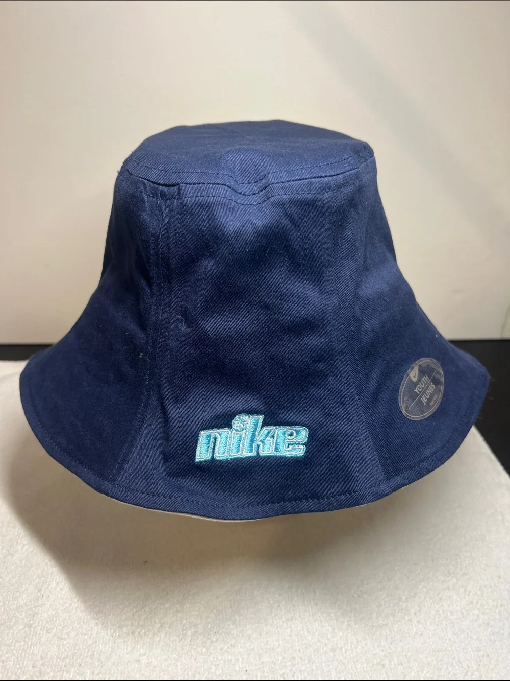 Vintage Nike Navy Bucket Hat with Teal Logo Embroidery